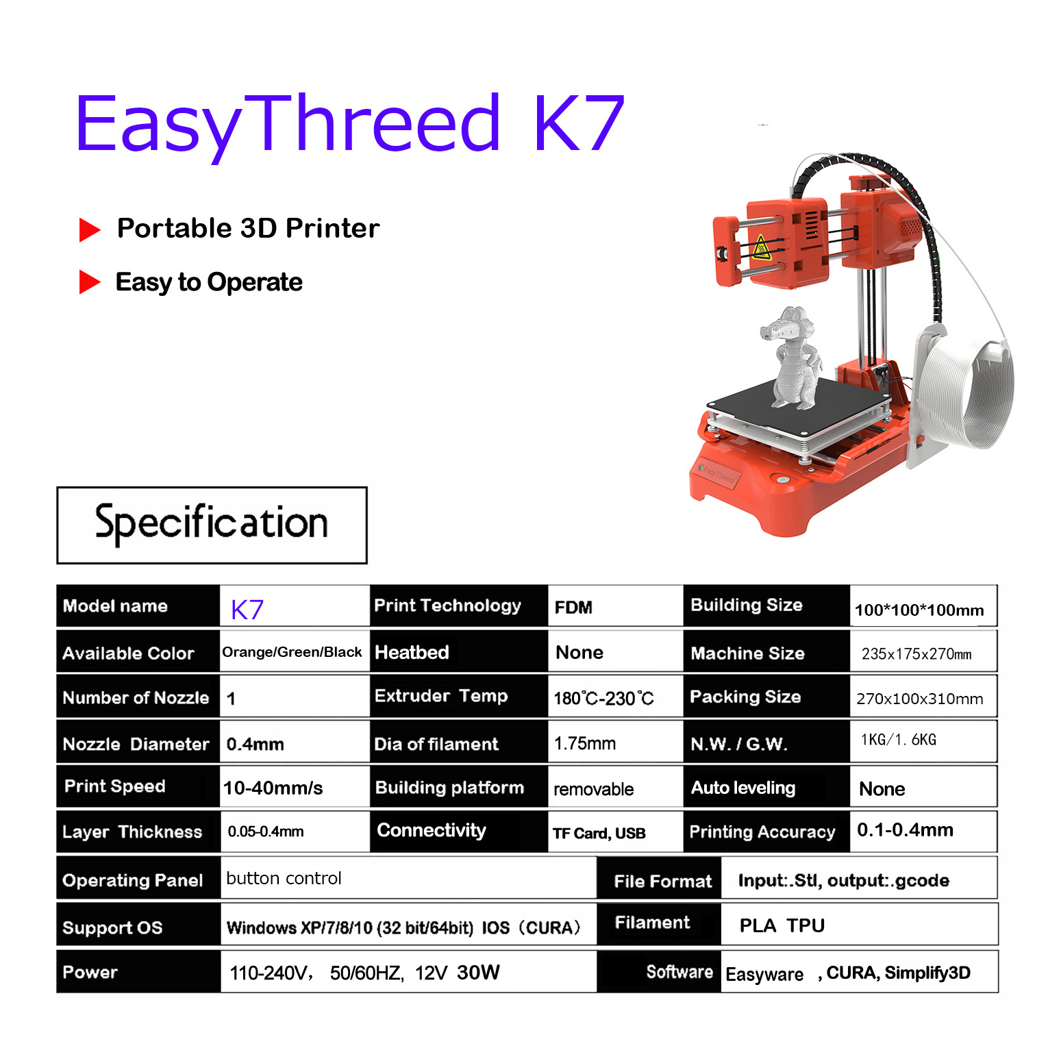 Easythreed K7 Przenośna Mini D – 3D Printing Nerd recenzja i cena
